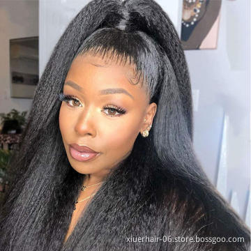 Afro Kinky Straight Brazilian Human Hair Wavy Hdlace Front Hair Wigs For Black Women On Sale